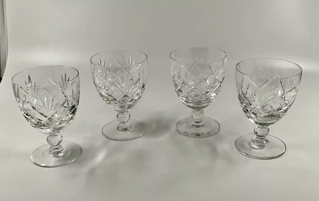 ROYAL BRIERLEY BRAEMAR CUT LEAD CRYSTAL WINE GLASSES SET OF 4  Sh3