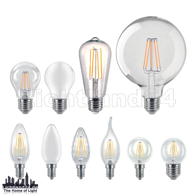 E14 Windstoß Kerze - E27 Filament LED Birne Tropfen Globe Retrolampe / dimmbar