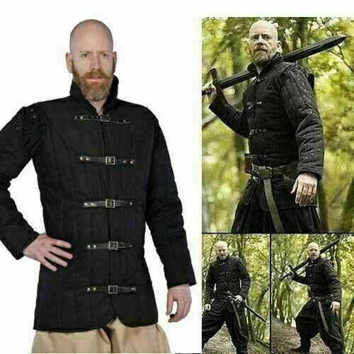 Gambison / veste matelassé noir Warrior. LARP Vêtements Armure Médiévale