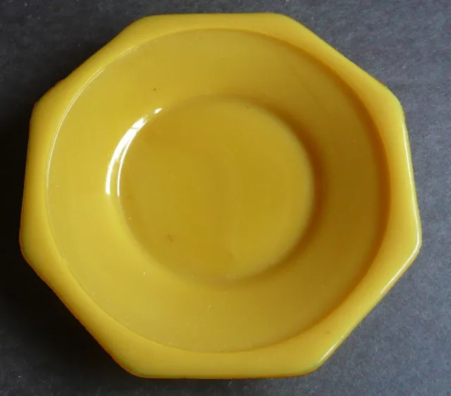 Large Octagonal Yellow Saucer(s) - Akro Agate Child Tea Set