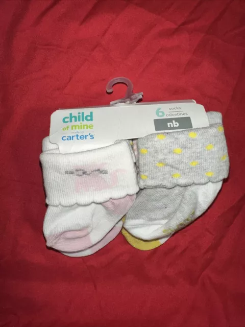 Girls 6 Pack Newborn Baby Infant Socks Child Of Mine Carters