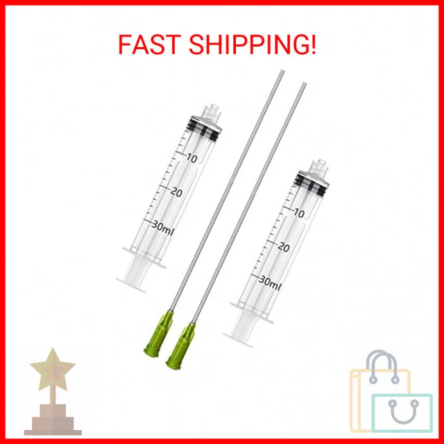30ml Syringe with Long Tip-14Ga x 7”- Blunt Tip and Luer Lock, Great for Measuri
