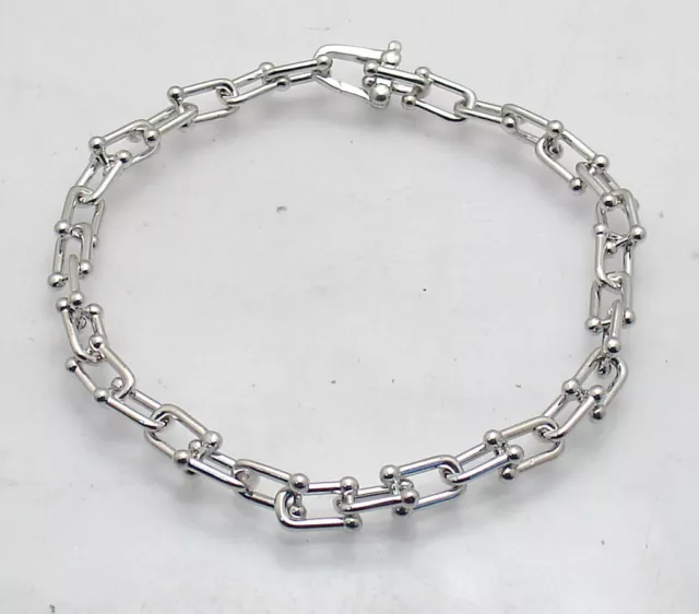 Solid U Link Hardware Chain Bracelet or Necklace Anti-tarnish Real Solid Silver