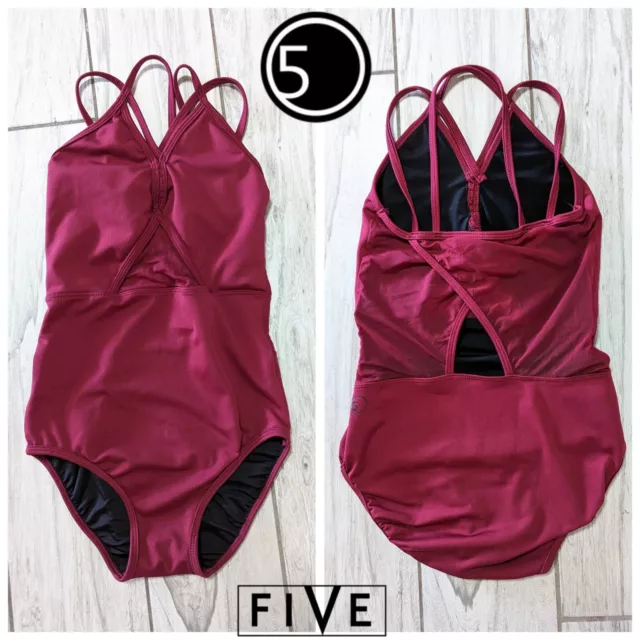 5dancewear Five 5 Small Gymnastics Dance Leotard Cutout Mesh Open STRAPPY BACK