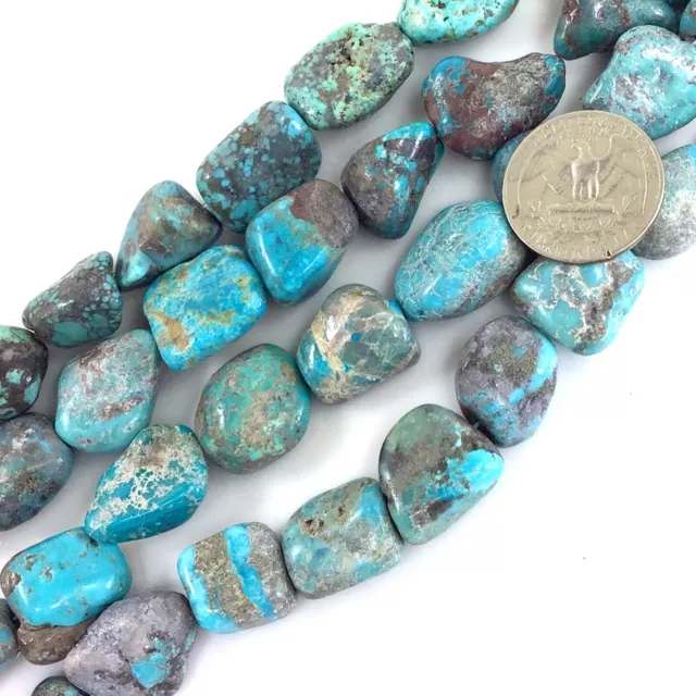 Genuine Natural Turquoise Nugget Beads 15" (TU765)d Turquoise Jewelry 15-20mm