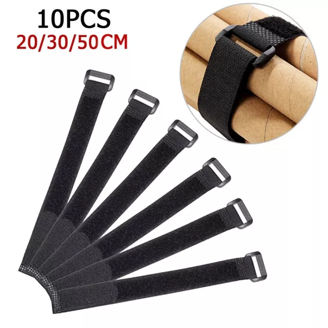 Lot de 10 sangles porte-cravate noire durable et durable pour canne à pêche