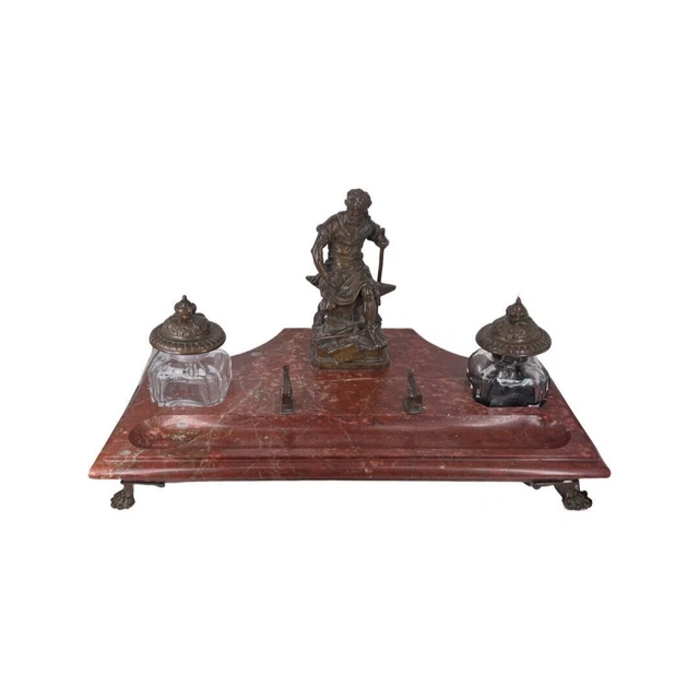 Inkwell Mármol y Bronce Charles Auguste Lebourg Siglo XIX