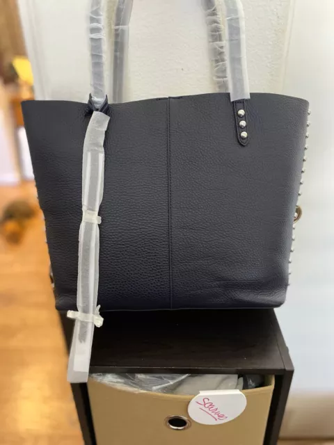 NWT REBECCA MINKOFF SOFT PEBBLED LEATHER Navy MEDIUM UNLINED TOTE BAG