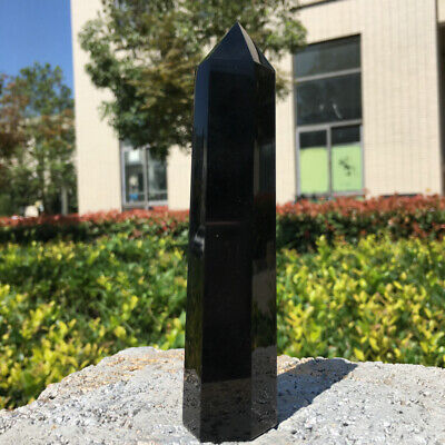 180g Natural Black Obsidian Obelisk crystal quartz Tower Point healing stone 49 2