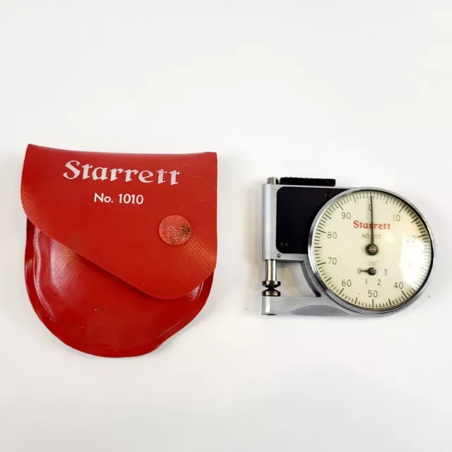 STARRETT No. 1010 Dial Indicator Pocket Gage with Original Protective Case. USA.