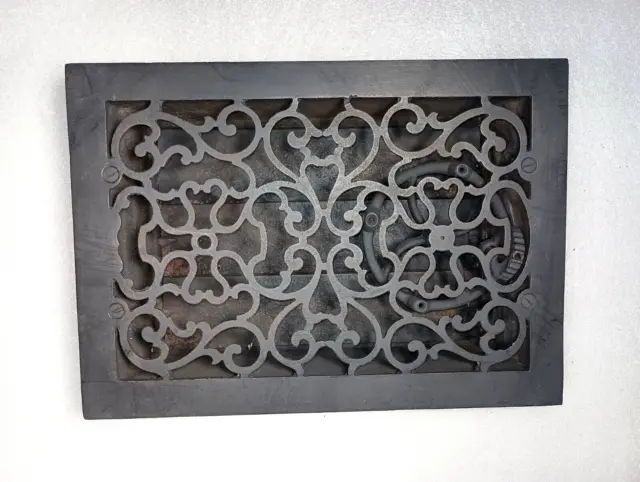 Antique Vtg Old Cast Iron  Floor Grate Heating Wall Decorative Register 20