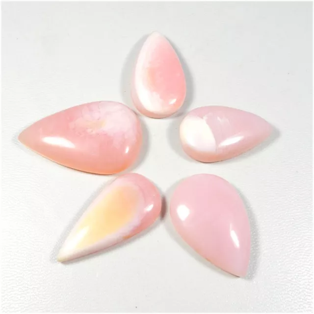 Naturel Rose Opale Cabochon en Gros Lot 5 Pièces Teinté Gemme Libre 171 Carats #