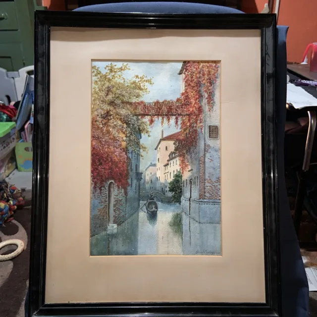 Vintage Watercolour, Geo. Wadey, 1921 Europe/Venice?. Framed.