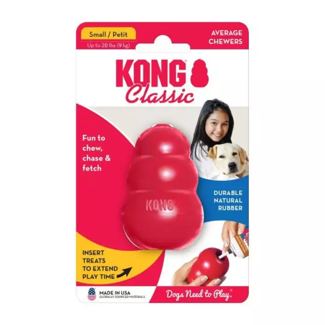 Kong Classic Red Dog Toy Fun Tough Chew Fetch Throw Bounce Durable Small