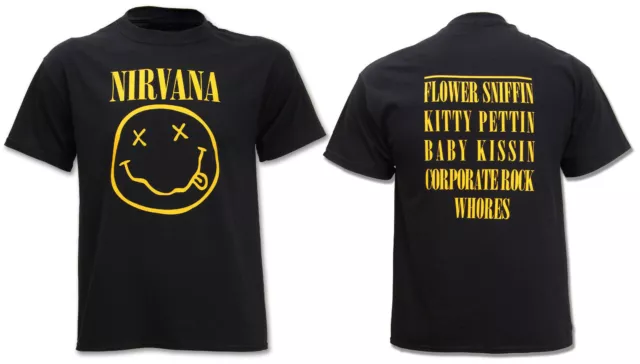 Nirvana T Shirt Happy Face Smile Flower Sniffin Official Merch Kurt Cobain