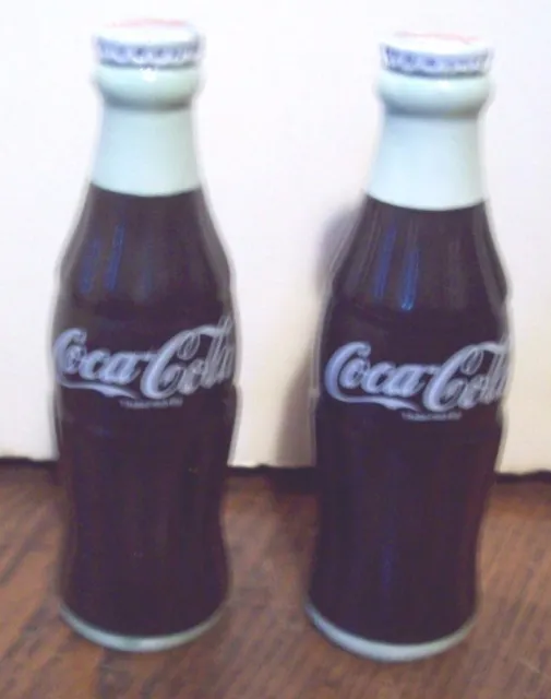 Gorgeous, Coca-Cola Bottles Ceramic 5 1/2" Salt And Pepper Shakers, V. Good Cond