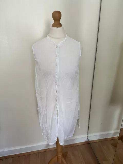 Camicia in cotone senza maniche bianca VINTAGE ANNI '90 leggera taglia 10