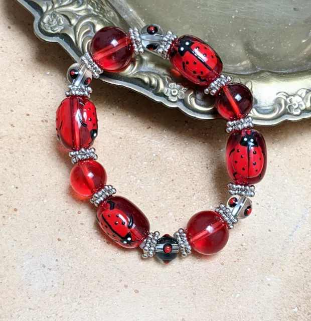 Ladybug Bracelet Wholesale Lot 6 pcs Bracelets Garden Red Lucky Ladybug