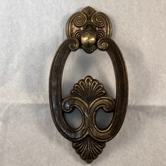 One Salvaged Vintage KBC Keeler Brass Ornate Deco Drop Ring Bail Drawer Pull