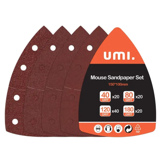 Papel de lija Umi hojas de lijado 100 piezas 11 agujeros velcro mejoras para el hogar artículos de segunda mano