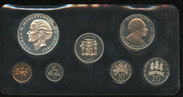 Jamaica  1972  7 Piece Proof Coin In Holder As Issued With  Box & Coa