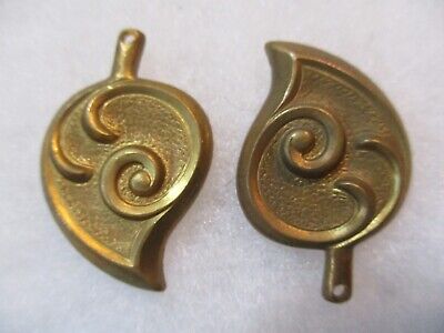 Vintage Stamped Brass Art Deco Leaf Stampings, Drilled Jewelry Component 30x19mm