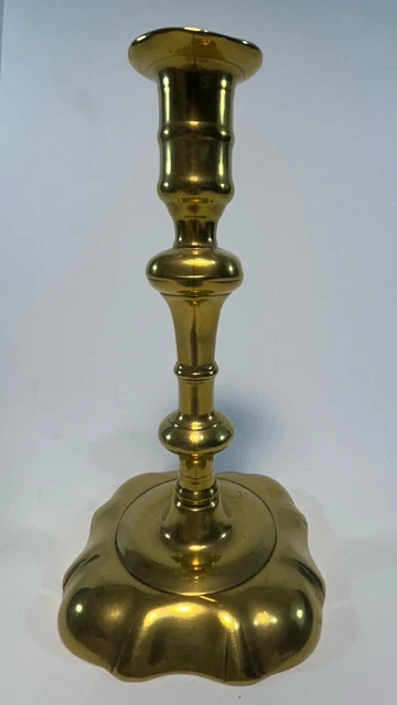 Antique 18Th Century English Georgian Period Brass Baluster Socket Candlestick