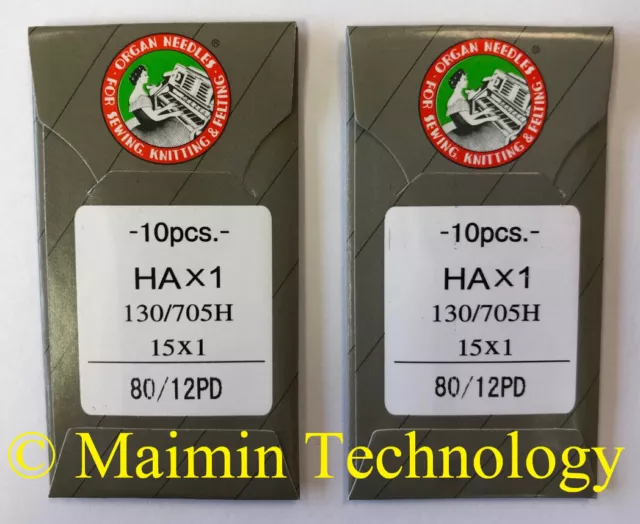 20 80/12 Agujas Máquina De Coser Doméstica De Titanio Órgano Afilado 15X1 Hax1