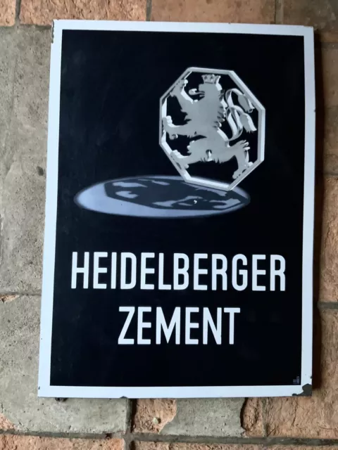 altes Emailschild Heidelberger Zement sehr gut erhalten