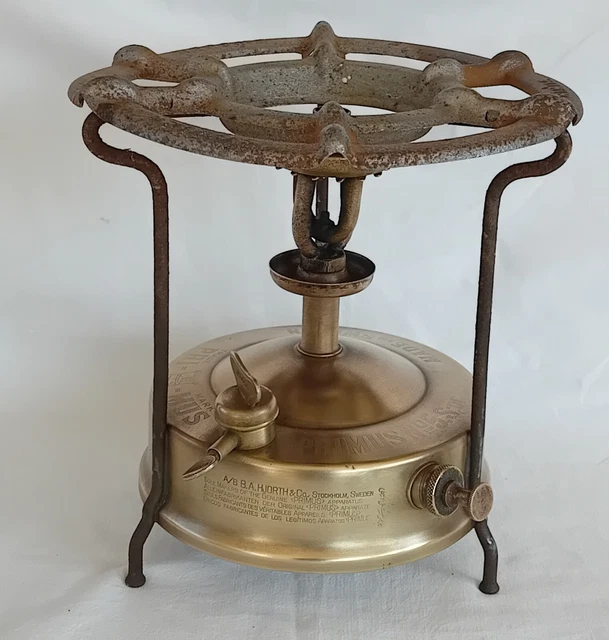 Ancien Réchaud Primus N°100 En Laiton - Kérosène - Suède Vintage