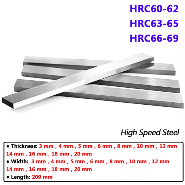 200mm Length HSS Steel Turning Tool Square Lathe Tool Rod Bar Thick 3mm to 20mm