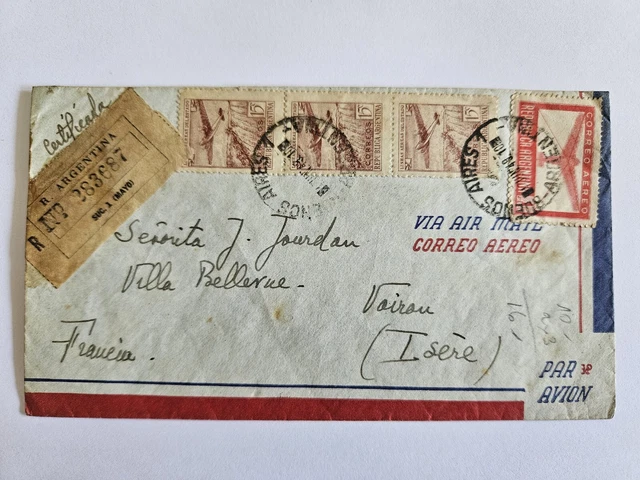 Airmail Argentina To France 1948