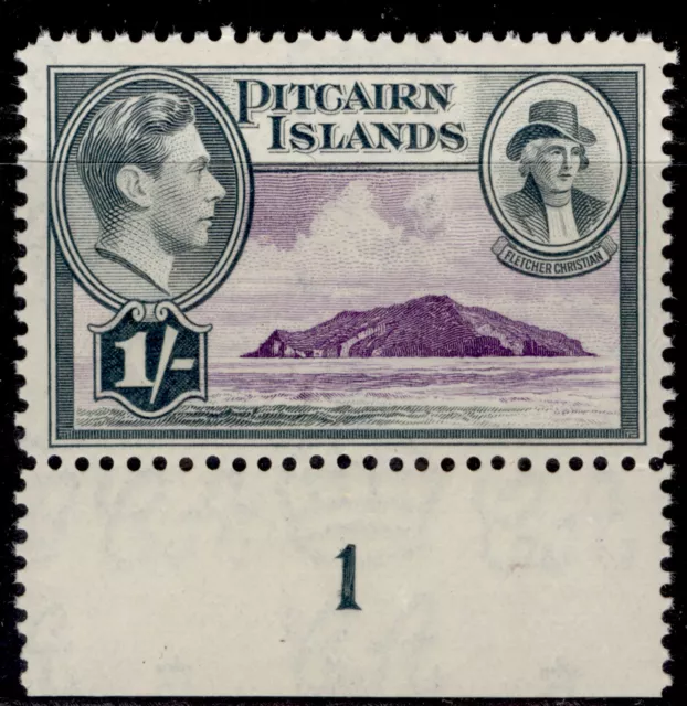 PITCAIRN ISLANDS GVI SG7, 1s violet & grey, NH MINT. PLATE 1