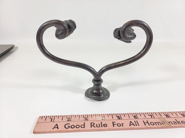 Antique Wrought Iron & Brass Washroom Towel Holder Hook Bracket - Panther / Lion 5