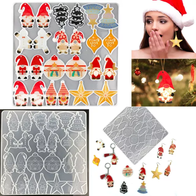 Silikon Weihnachten Schmuck Harz Epoxid Form Schlüsselanhänger Gießform Handwerk