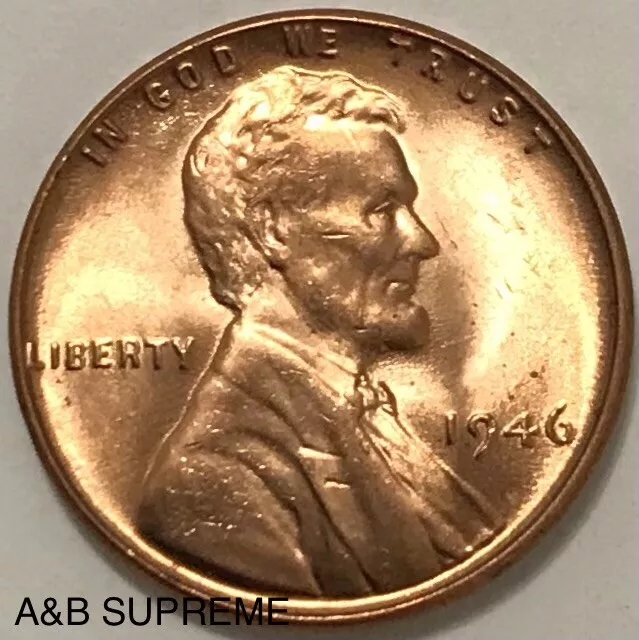 1946 Lincoln Wheat Cent Bronze Penny Gem Bu Uncirculated