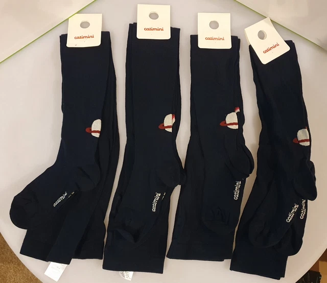 Bundle of 4 Catimini Tights Navy  35/38 Age 10 11 12 New Girls x4