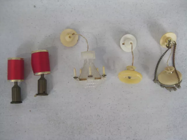 Vintage 1970s Lundby Dollhouse light fixtures & lamps wired orig owner