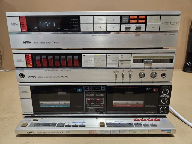 Vintage Aiwa Component Stereo, Aiwa Fx-W50 Cassette, Aiwa Mx-90 Amp, Aiwa Tx-110