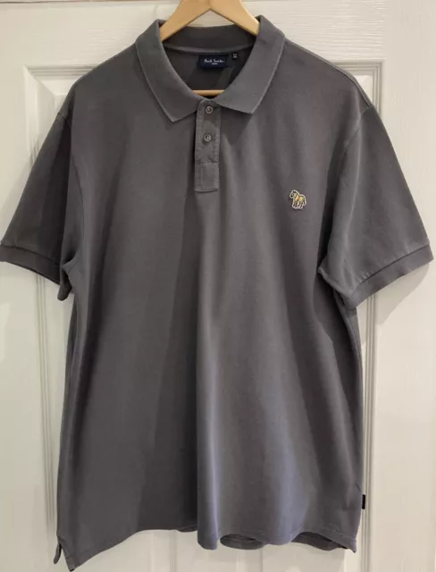 Polo shirt grigio Paul Smith jeans blu zebra logo manica corta taglia XXL