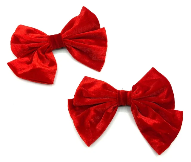 2 x Large Velvet Hair Bow Clips Slides Hair Accessories Bows Girls Hair