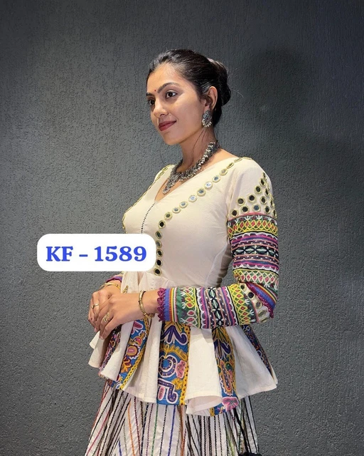 Printed Real Mirror Work Lengha Navratri Lehenga Choli Ghagra Chaniya Choli Sari