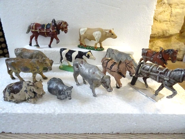 Lot Figurines Quiralu Animaux De Ferme – Aluminium, Années 1960, Bel état
