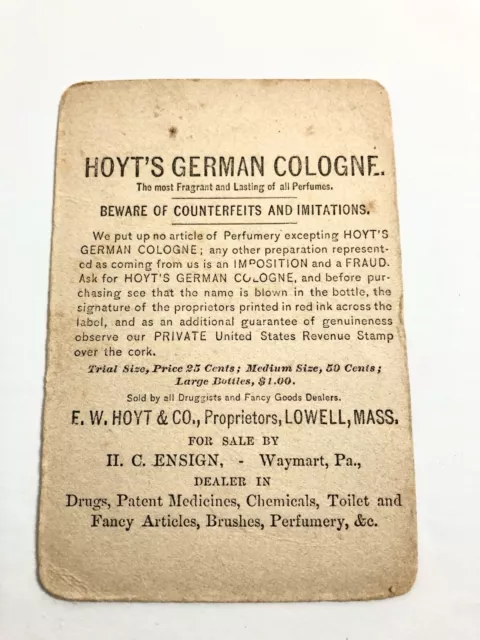 1880's Hoyt's German Cologne Victorian Trade Card Two Girls & Cologne Bottle E12 3