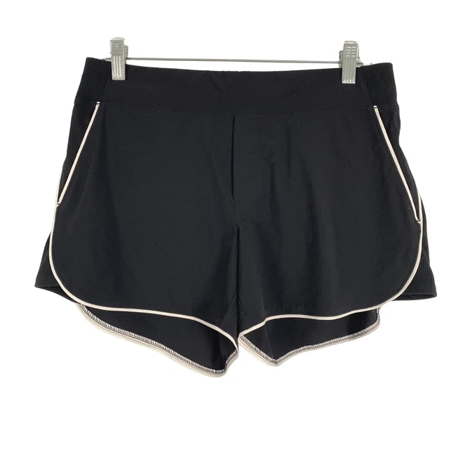 Athleta Brooklyn Luxe Shorts Women's Size 8 Black White Trim Running Workout