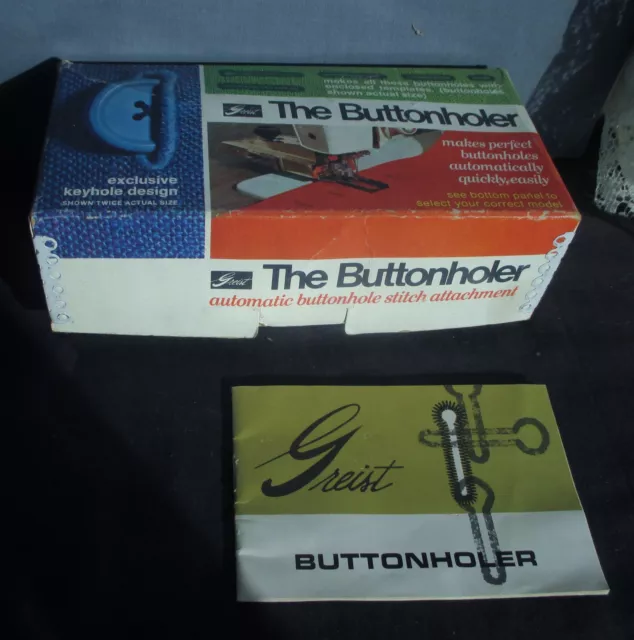 Vintage 1966 Greist The Buttonholer Automatic Buttonhole Stitch Attachment #1