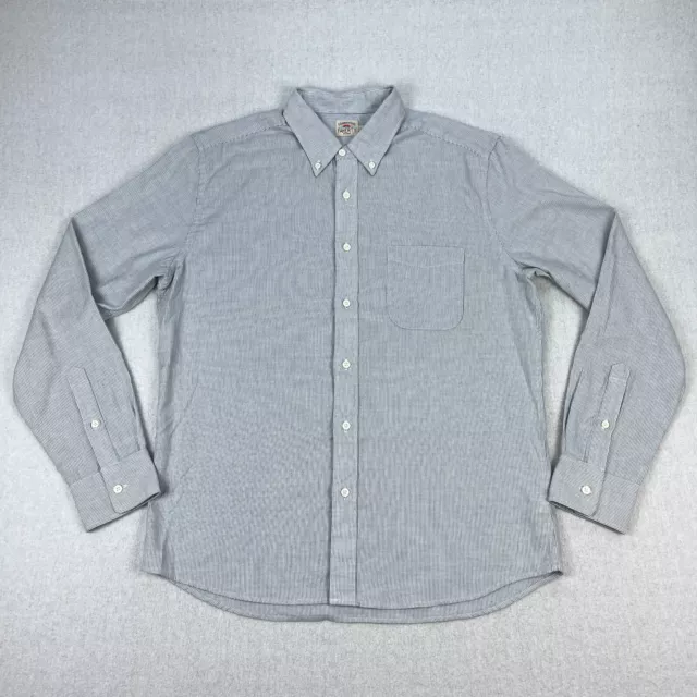 Faherty Stretch Oxford Shirt Mens L Pinstripe Blue White Long Sleeve Button Down