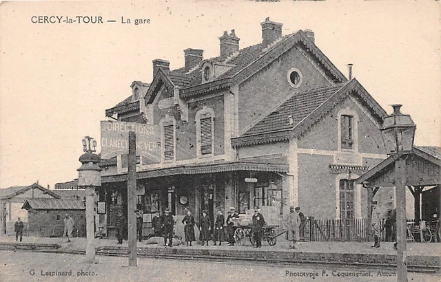 CERCY-LA-TOUR, FRANCE, 3 PC's, RAILROAD STATION, STREET VIEW, CANAL c. 1904-14