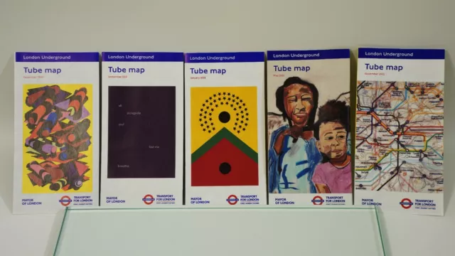 5 TfL London Underground Tube Maps - Dec 2020 - Sep 2021 - Jan May Nov 2022