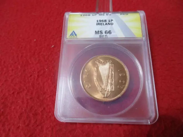 Ireland  1968 1 Pence/Penny  ANACS MS 66 RED                           #MF-T2448